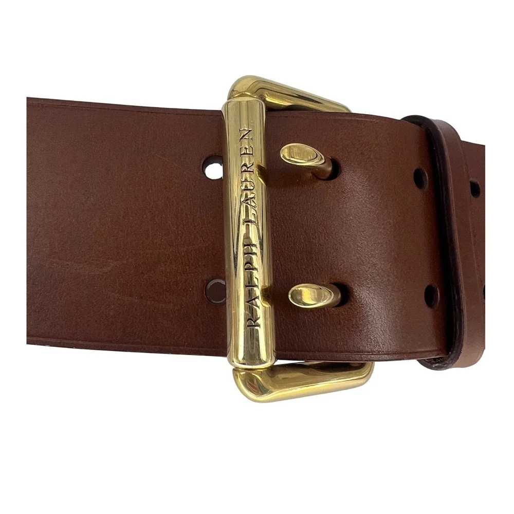 Ralph Lauren Collection Leather Double-Prong Belt Brown Size S